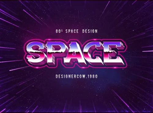 80年代3D霓虹灯立体文字特效模板 80\'s Style Text Mockup v2