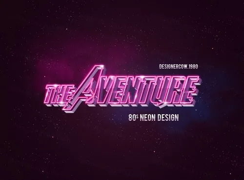 80年代3D紫色霓虹灯文字特效模板 80\'s Style Text Mockup v3 Purple