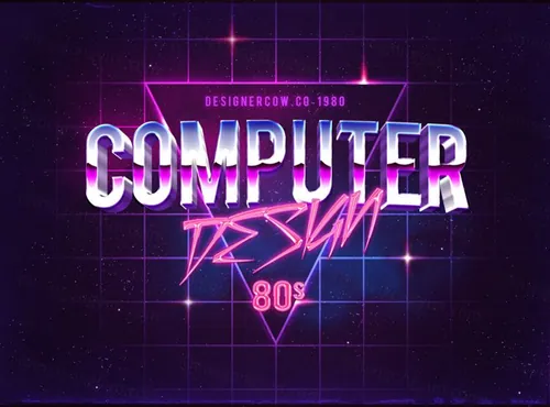 80年代3D酷炫立体文字特效模板 80\'s Style Text Mockup v4