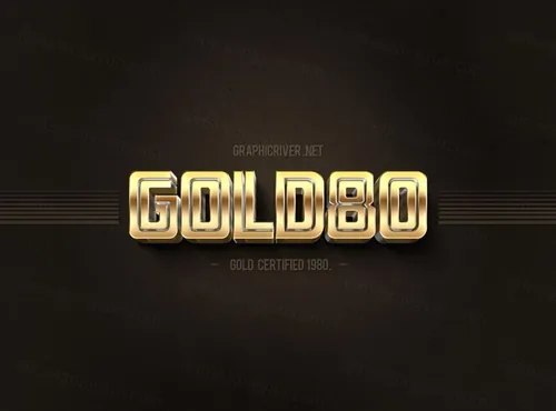 80年代3D黄金文字特效模板 80\'s Style Text Mockup v8 Gold