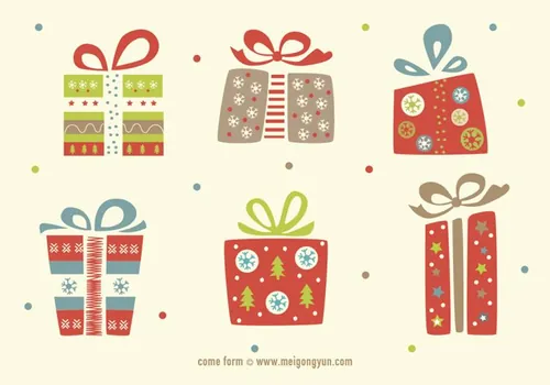 圣诞节矢量礼盒元素Christmas Flat Gifts