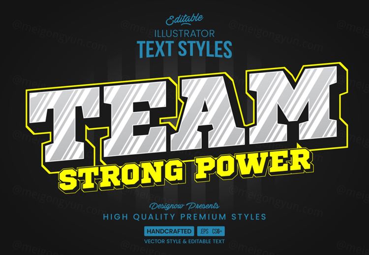 三维立体特效字体文本特效可编辑EPS矢量模板素材3d editable text style effect