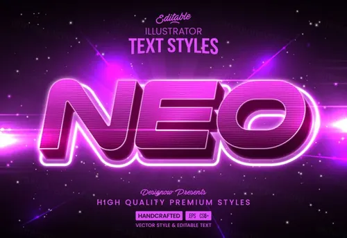 三维立体光效特效字体文本特效可编辑EPS矢量模板素材3d editable text style effect