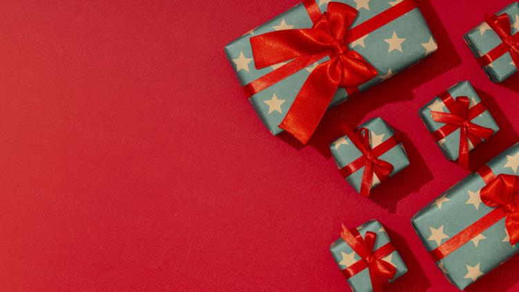 极简圣诞节礼盒礼品盒包装盒装饰元素4K高清背景设计素材 ch