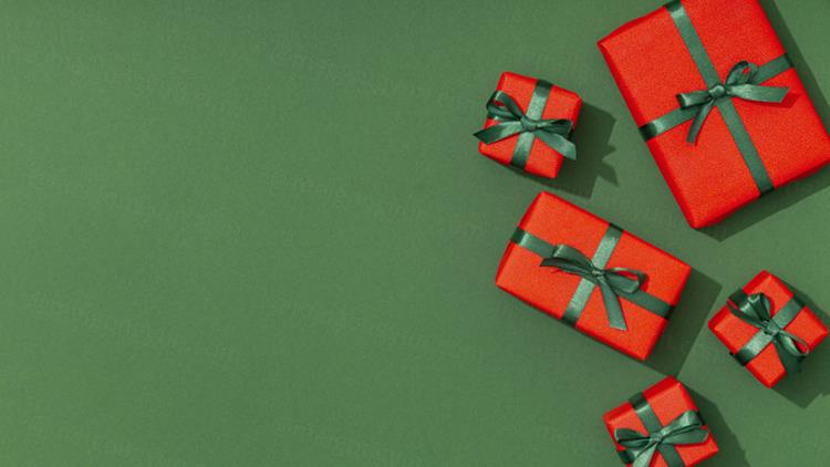 极简圣诞节礼盒礼品盒包装盒装饰元素4K高清背景设计素材 ch