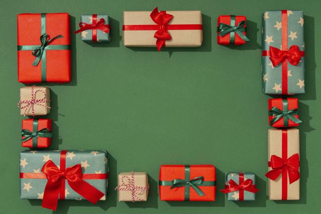 极简圣诞节礼盒礼品盒包装盒装饰元素4K高清背景设计素材 ch