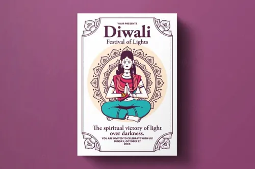 印度排灯节活动海报传单设计模板v4 Diwali Flyer Template