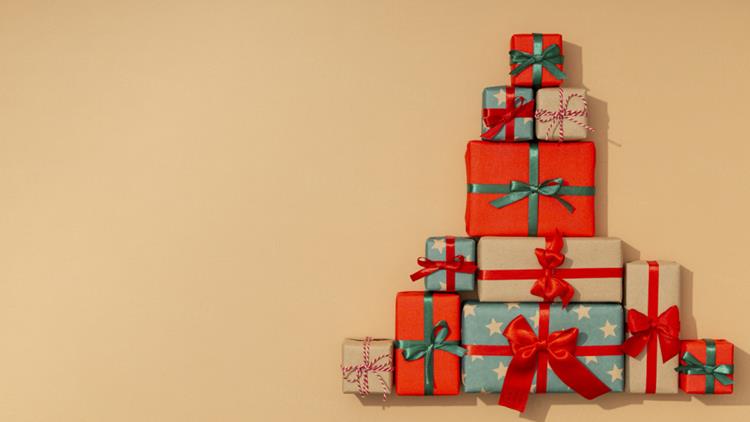 极简圣诞节礼盒礼品盒包装盒装饰元素4K高清背景设计素材 ch