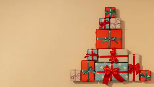 极简圣诞节礼盒礼品盒包装盒装饰元素4K高清背景设计素材 ch