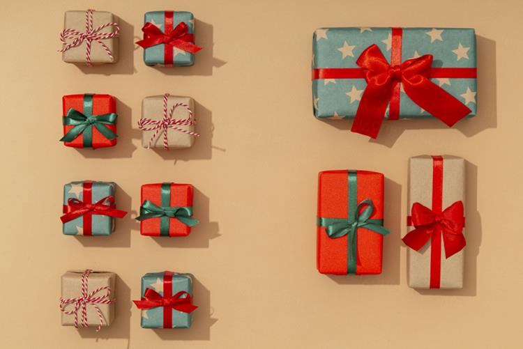 极简圣诞节礼盒礼品盒包装盒装饰元素4K高清背景设计素材 ch