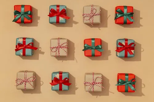 极简圣诞节礼盒礼品盒包装盒装饰元素4K高清背景设计素材 ch