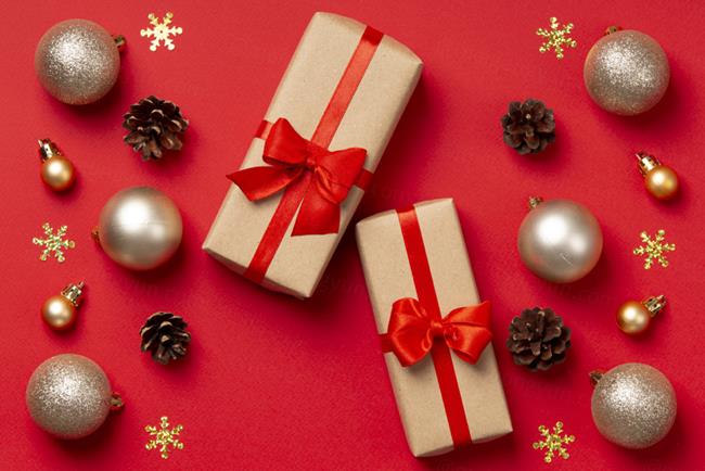 极简圣诞节礼盒礼品盒包装盒装饰元素4K高清背景设计素材 ch