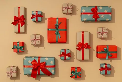 极简圣诞节礼盒礼品盒包装盒装饰元素4K高清背景设计素材 ch