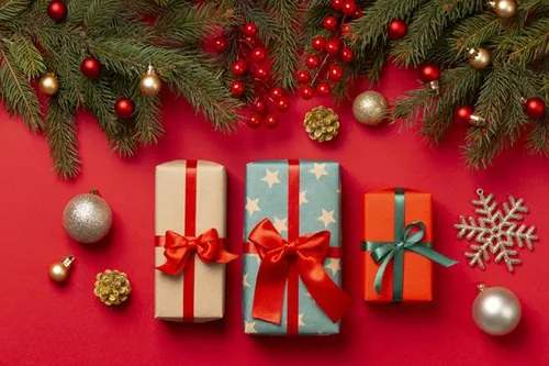 极简圣诞节礼盒礼品盒包装盒装饰元素4K高清背景设计素材 ch