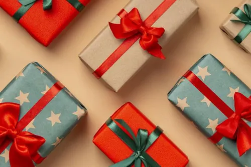 极简圣诞节礼盒礼品盒包装盒装饰元素4K高清背景设计素材 ch