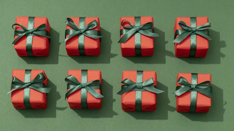 极简圣诞节礼盒礼品盒包装盒装饰元素4K高清背景设计素材 ch