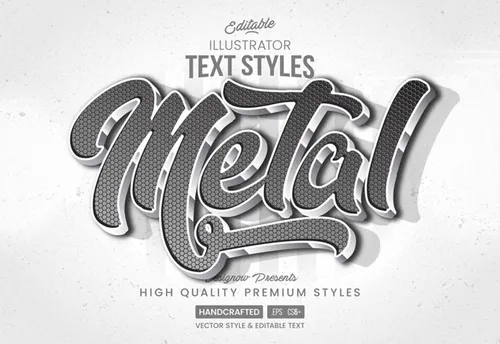 三维立体金属特效字体文本特效可编辑EPS矢量模板素材3d editable text style effect