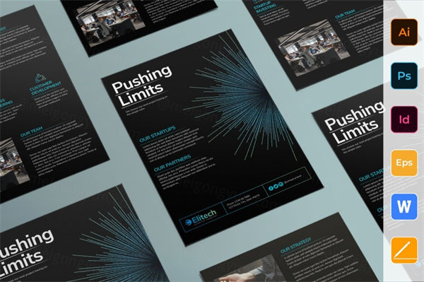 信息科技公司简介海报传单设计模板 Tech Startup Flyer