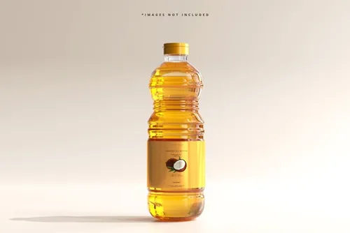 高质量透明有机菜油食用油塑料瓶设计展示贴图样机模板 Cooking Oil Bottle Mockup