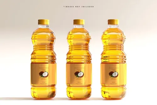 高质量透明有机菜油食用油塑料瓶设计展示贴图样机模板 Cooking Oil Bottle Mockup