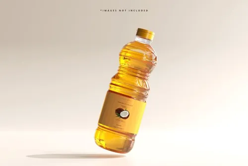 高质量透明有机菜油食用油塑料瓶设计展示贴图样机模板 Cooking Oil Bottle Mockup