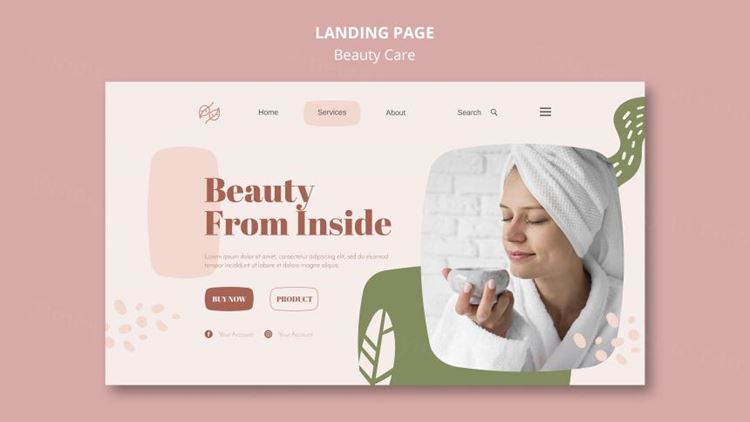 清新化妆美容水疗中心护理保养产品宣传海报PSD模板素材 Beauty Care Template