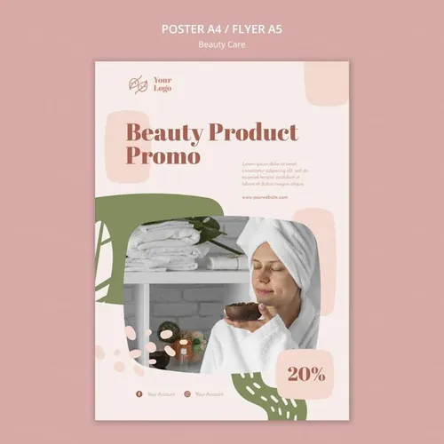 清新化妆美容水疗中心护理保养产品宣传海报PSD模板素材 Be