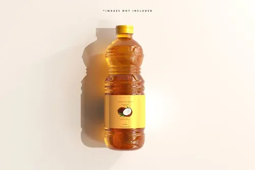 高质量透明有机菜油食用油塑料瓶设计展示贴图样机模板 Cooking Oil Bottle Mockup