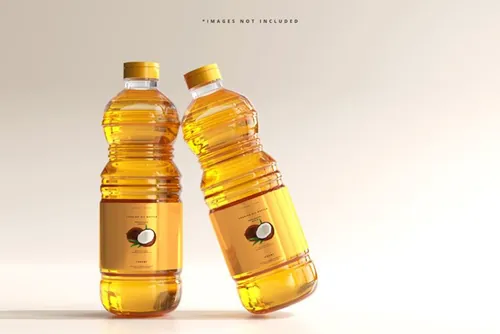高质量透明有机菜油食用油塑料瓶设计展示贴图样机模板 Cooking Oil Bottle Mockup