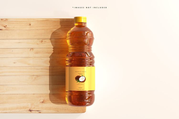 高质量透明有机菜油食用油塑料瓶设计展示贴图样机模板 Cooking Oil Bottle Mockup