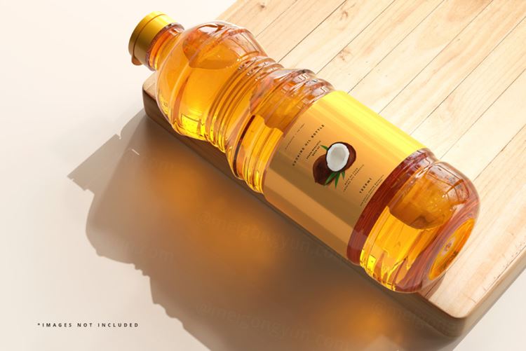 高质量透明有机菜油食用油塑料瓶设计展示贴图样机模板 Cooking Oil Bottle Mockup