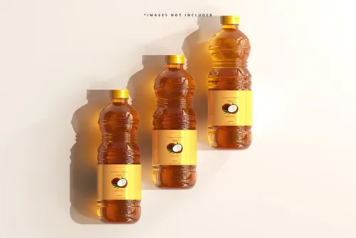 高质量透明有机菜油食用油塑料瓶设计展示贴图样机模板 Cooking Oil Bottle Mockup