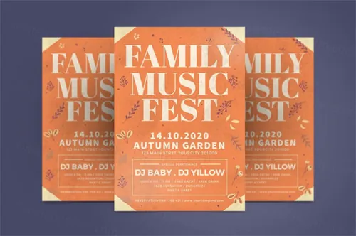 家庭音乐会海报设计模板 Autumn Family Flyer