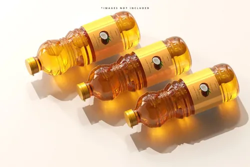 高质量透明有机菜油食用油塑料瓶设计展示贴图样机模板 Cooking Oil Bottle Mockup