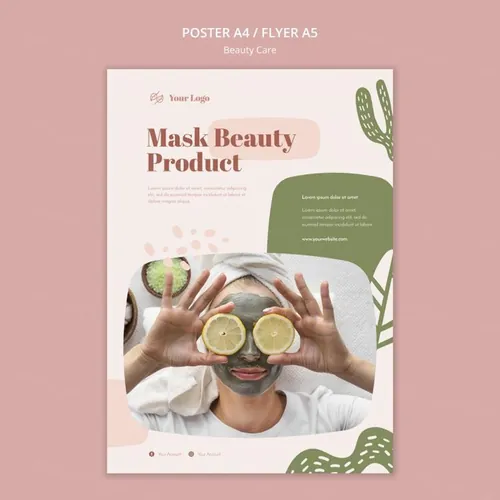 清新化妆美容水疗中心护理保养产品宣传海报PSD模板素材 Beauty Care Template