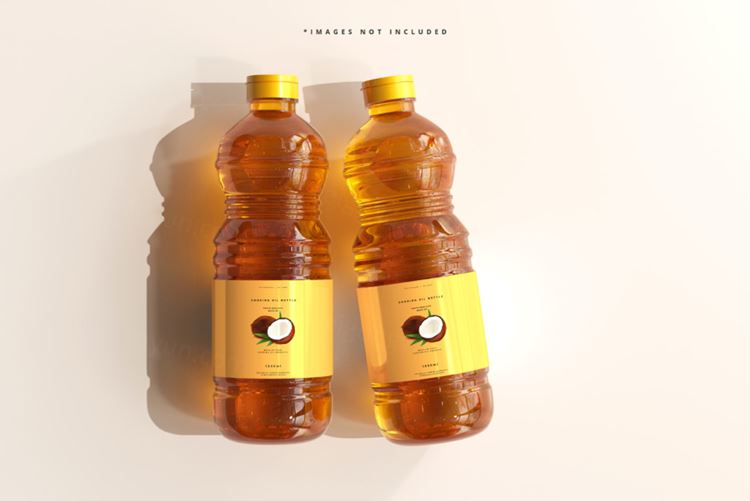 高质量透明有机菜油食用油塑料瓶设计展示贴图样机模板 Cooking Oil Bottle Mockup
