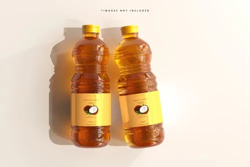 高质量透明有机菜油食用油塑料瓶设计展示贴图样机模板 Cooking Oil Bottle Mockup