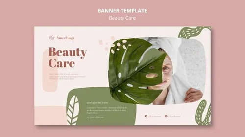 清新化妆美容水疗中心护理保养产品宣传海报PSD模板素材 Beauty Care Template