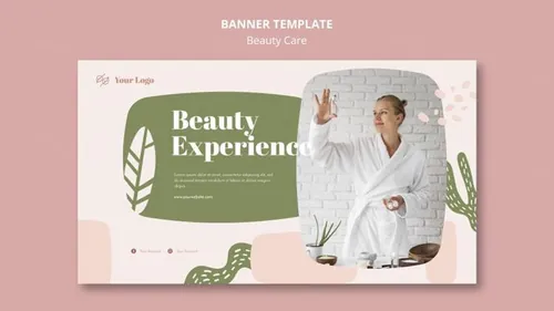 清新化妆美容水疗中心护理保养产品宣传海报PSD模板素材 Beauty Care Template