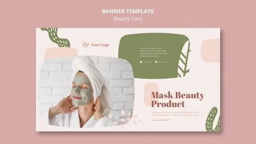 清新化妆美容水疗中心护理保养产品宣传海报PSD模板素材 Beauty Care Template