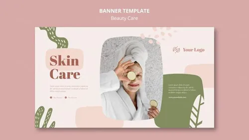 清新化妆美容水疗中心护理保养产品宣传海报PSD模板素材 Beauty Care Template