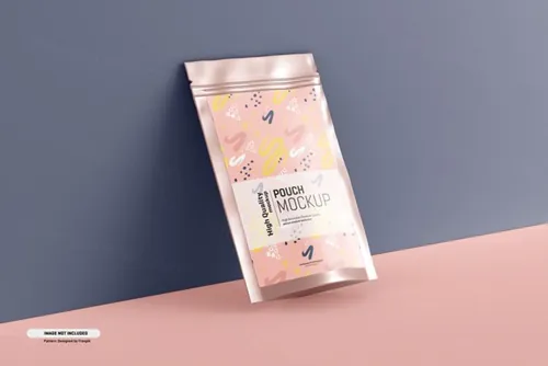 食品自封塑料袋塑封袋包装设计提案样机模板 Food supplement pouch packaging mockup