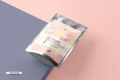 食品自封塑料袋塑封袋包装设计提案样机模板 Food supplement pouch packaging mockup