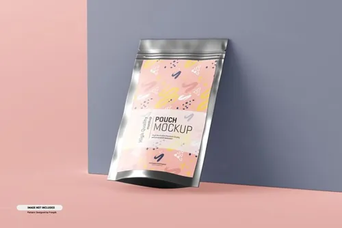 食品自封塑料袋塑封袋包装设计提案样机模板 Food supplement pouch packaging mockup
