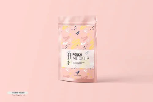 食品自封塑料袋塑封袋包装设计提案样机模板 Food supplement pouch packaging mockup