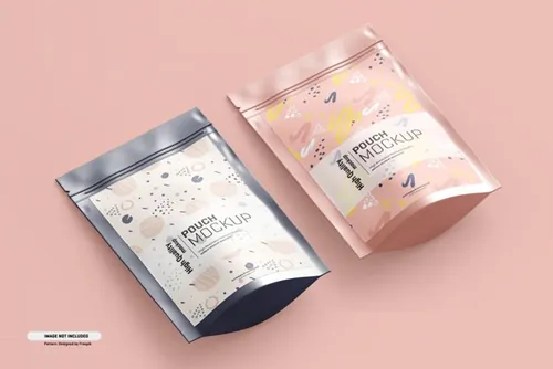 食品自封塑料袋塑封袋包装设计提案样机模板 Food supplement pouch packaging mockup