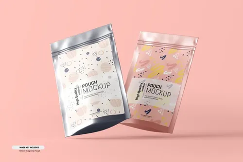 食品自封塑料袋塑封袋包装设计提案样机模板 Food supplement pouch packaging mockup