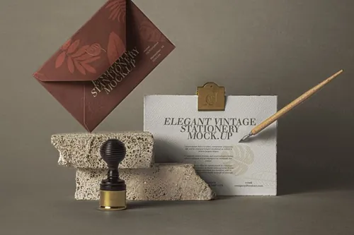 老式的Psd邀请样机 Vintage Psd Invitation Mockup