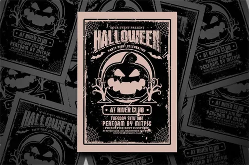 风格万圣节派对活动海报设计模板 Halloween Part