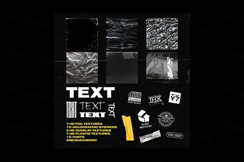 IXVA工作室复古做旧艺术标签纹理贴纸封面设计工具包 Cov